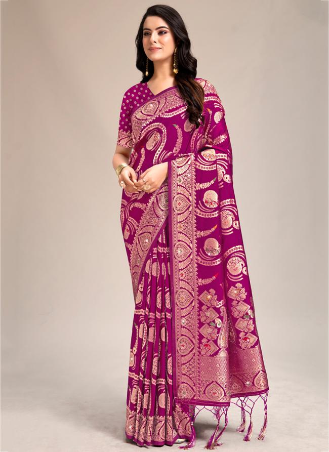 Banarasi Silk Purple Traditional Wear Weaving Saree